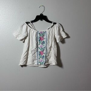 Old Navy Kids Girls White Off shoulder Embroidered top Blouse size M(8).